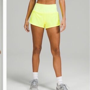 lululemon athletica Women's Bright Yellow Athletic Shorts speed up high rise 2.5
